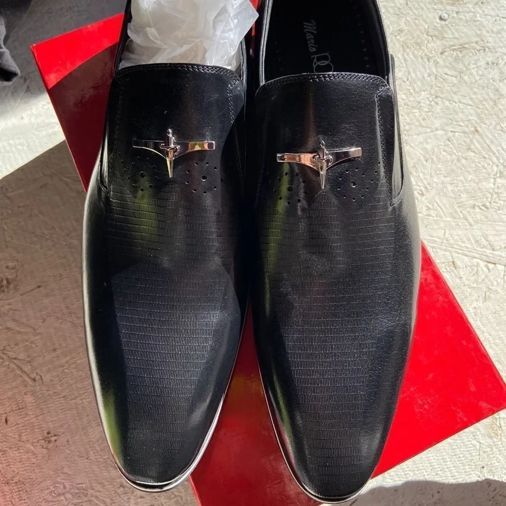 Mario Rossini Italian Leather Dress Shoes Oxford Loafer Black Size 11.5